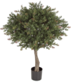 33 inches Plastic Outdoor Wintergreen Boxwood Topiary - Natural Trunk - 24 inches Width - Green/R...