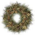 Sugar Pine Wreath - Glittered Gold Pine Cones and Leaves