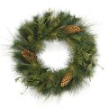 30" Mixed Sugar Pine Wreath with Pine Cones, Berries, Laurel Leaves