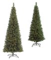 7.5' Pencil Pine Christmas Tree - 397 Green Tips - Clear Lights - Wire Stand