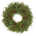 Plastic Wreath with Berried Juniper, Cedar, Eucalyptus and Plastic Twigs
