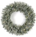 36" Frosted Mixed Wreath - 100 Warm White LED Lights - 36" Width