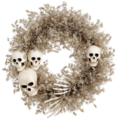 22" Skeletons Pine Wreath  Beige Gray