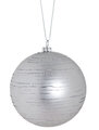 4 inches Matte Ball Ornament - Silver/Glitter
