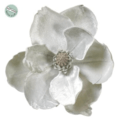 7 inches Velvet Magnolia With Clip Ornament Cream / Jade