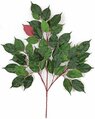28" Red Ficus Branch - 42 Leaves - Green/Red - FIRE RETARDANT