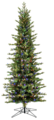 7.5' x 38" Moutauk Pine Artificial Christmas Pencil Tree, Multi-colored LED lights