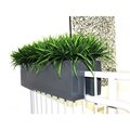 36 inches Long 12 inches Deep 10 inches High  Tiergarden Over the Railing Rectangle Fiberglass Planter Box