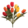 18 inches Red, Orange & Yellow Tulip Bush 9 Blooms