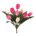 18 inches Hot Pink & Cream Tulip Bush 9 Blooms