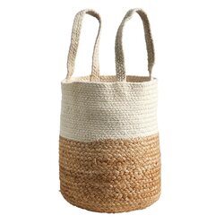 12.5" Handmade Natural Jute and Cotton Planter