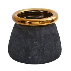 10" Stone Planter with Bronze Rim