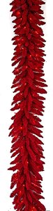 9 feet Red Flocked Valentino Garland With Red Led Lights