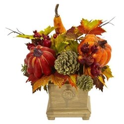 Pumpkin, Gourd, Berry and Maple Leaf Artificial Arrangement