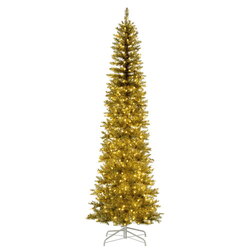 6.5' x 28" Champagne Pencil Artificial Pre-Lit Christmas Tree with 400 Dura-Lit® Warm White LED M...