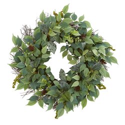 23" Mix Royal Ruscus, Fittonia and Berries Artificial Wreath