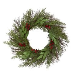 20" Cedar and Ruscus with Berries Artificial Wreath
