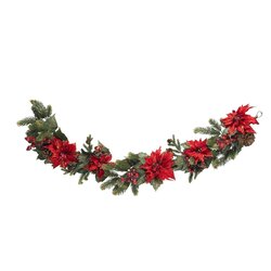 60" Poinsettia and Berry Garland
