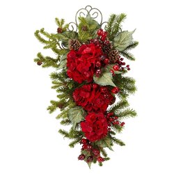 27" Christmas Hydrangea Teardrop
