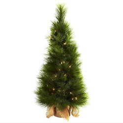 3' Christmas Tree w/Burlap Bag and Clear Lights