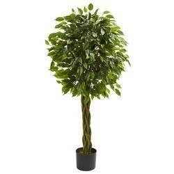 4' Outdoor Ficus Artificial Tree With Woven Trunk UV Resistant (Indoor/Outdoor)