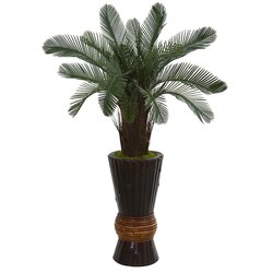 3.5' Cycas Artificial Tree in Bamboo Planter UV Resistant (Indoor/Outdoor)