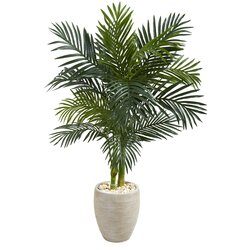 4.5' Golden Cane Palm Artificial Tree in Oval Planter
