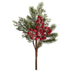 20" Iced Pine and Berries Artificial Plant (Set of 6)