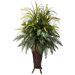 Mixed Greens and Cattails w/Stand Planter