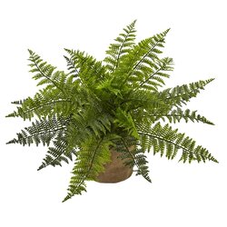 15" Ruffle Fern Bush w/Burlap Base (Set of 2)