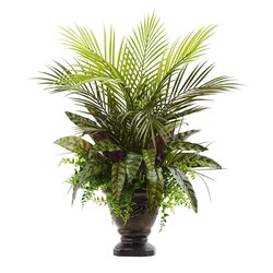 27" Mixed Areca Palm, Fern and Peacock w/Planter