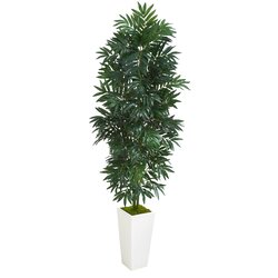 5' Bamboo Palm Artificial Plant in White Planter
