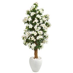 5' Azalea Artificial Tree in White Planter