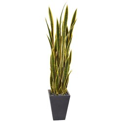 5.5' Sansevieria Artificial Plant in Slate Planter