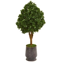 49" Tea Leaf Artificial Tree in Metal Planter UV Resistant (Indoor/Outdoor)