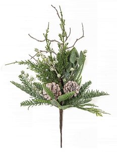 19" Mixed Cypress/Juniper/Eucalyptus Spray with Pinecones | Sold per Piece