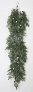 4' Natural Touch Cedar Swag Garland Painted Silver Accent and Silver Balls