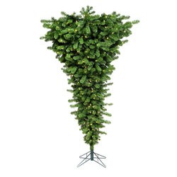 7.5 feet x 60 inches Green Upside Down Artificial Christmas Tree featuring 1293 PVC Tips and 500 ...