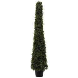 4' Outdoor Potted Artificial Boxwood Cone