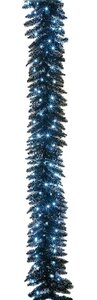 9' x 12" Black Fir Garland with White LED Rice Lights
