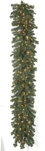 9' PE/PVC Pacific Fir Garland with LED Lights