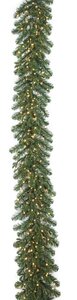 9' x 16" PE/PVC Georgia Fir Garland with LED Rice Lights