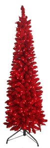 Red Flocked Valentino Pencil Trees | 5' to 9' Tall