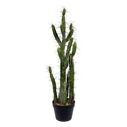 34 inches Artificial Green Cactus in a Black Plastic Planters Pot