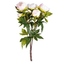 23'' Cream-Pink Peony Bush 6Flwrs 3Buds