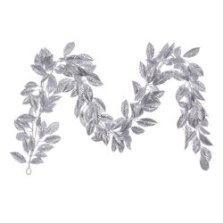 6' Silver Gardenia Glitter Garland