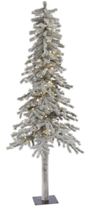 6' Flocked Alpine Artificial Christmas Tree, Warm White Single Mold LED lights