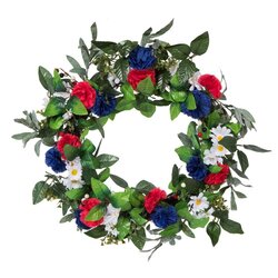 22" Red White Blue Floral Wreath