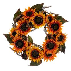 24" Yellow Sunflower Wreath with Fern