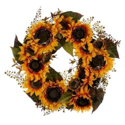 24" Yellow Sunflower Wreath with Grass